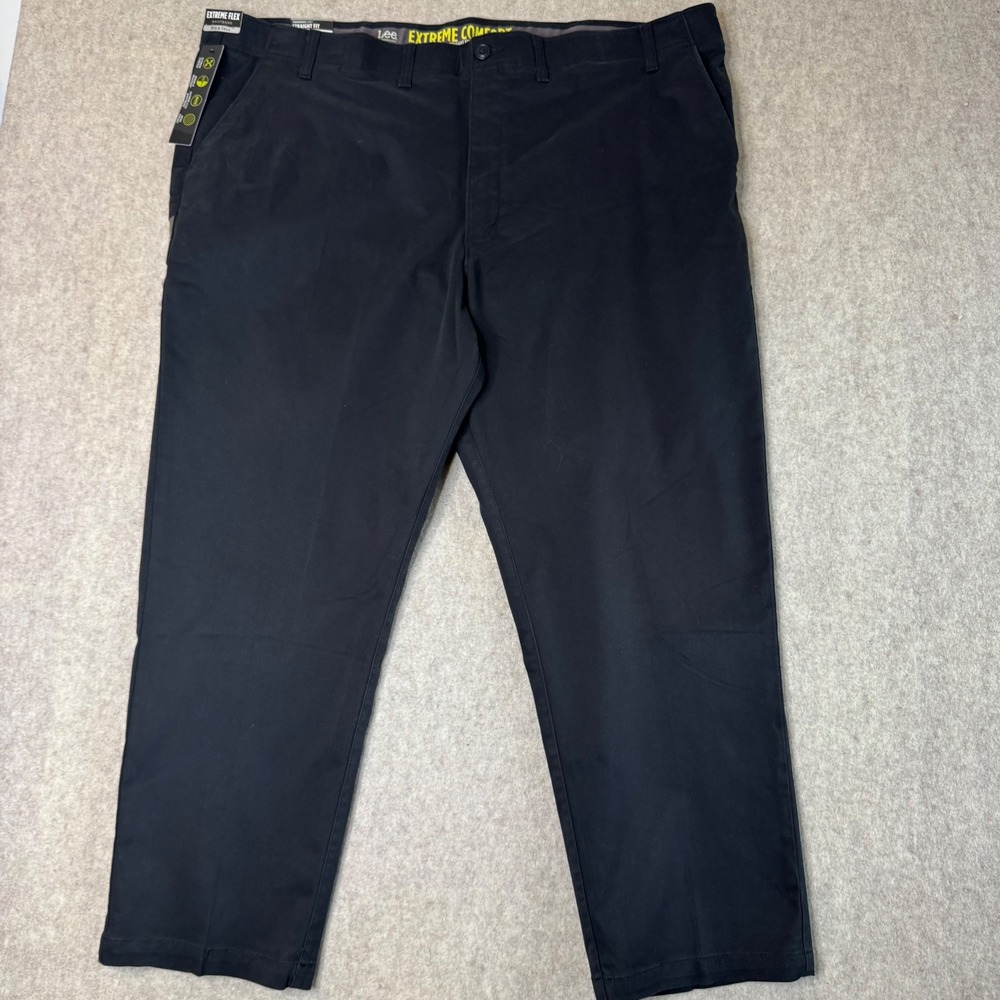 NWT Lee Extreme Comfort Straight Fit Pants Mens 50x30 Black Stretch Waistband